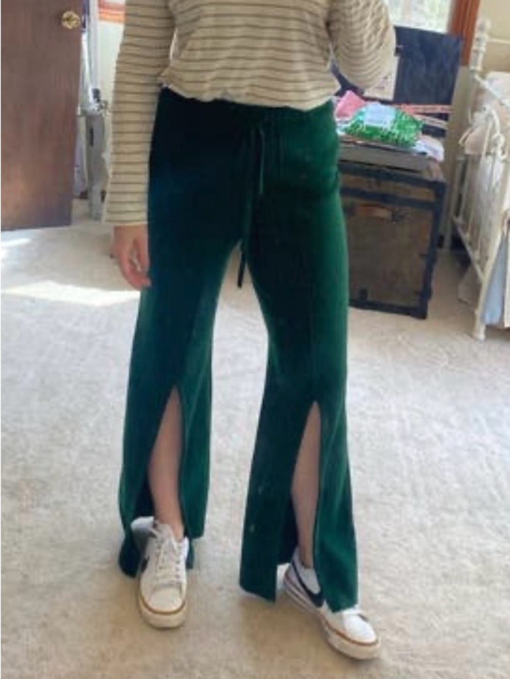 Thebe Magugu split seam sweater pants in green